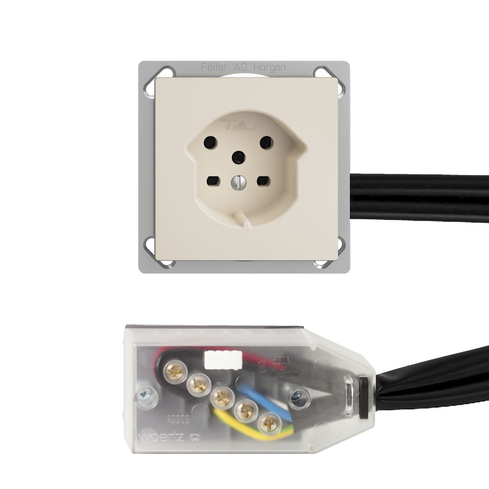 EB-Steckdose EDIZIOdue T15 crema für Flachkabel Technofil