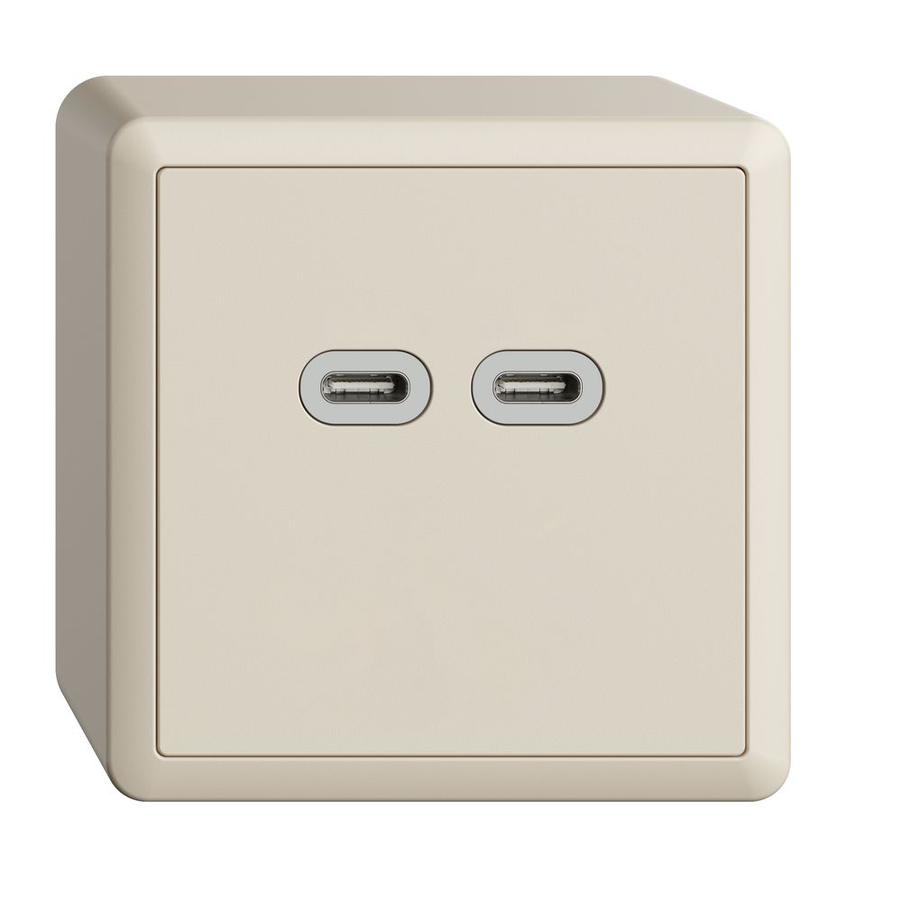 AP-Steckdose USB 18W 2×Typ C Feller EDIZIOdue FX54 230V 3600mA crema