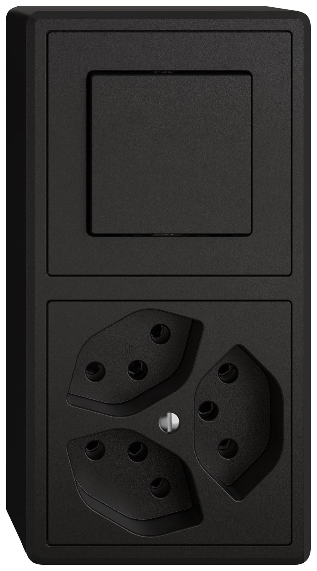 Combinazione AP EDIZIO.liv SNAPFIX® 2×1 140×74mm schema 3/1L+3×T13 nero