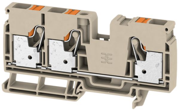 Durchgangs-Reihenklemme Weidmüller A3C PUSH IN 3×10mm² TS35 beige