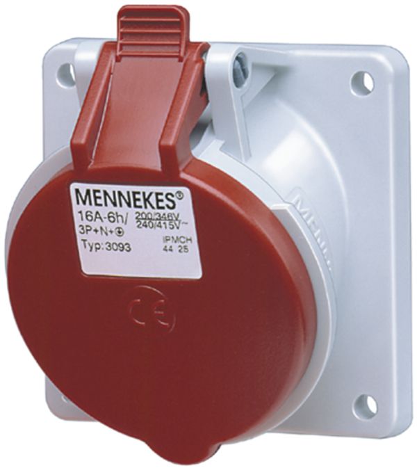 EB-Steckdose CEE rot 32A 5P 6h 400V schräg TwinContact IP44