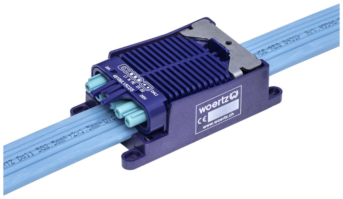 Boîte de raccordement rapide Woertz pour câble plat DALI 5×2.5+2×1.5mm² 5P C2 L1