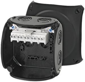 Boîte de dérivation AP Hensel KF B avec bornes 5×4mm² noir