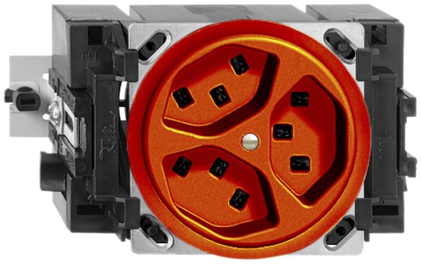 EB-Steckdose 3×T23 16A orange 53mm FH, mit Steckklemmen