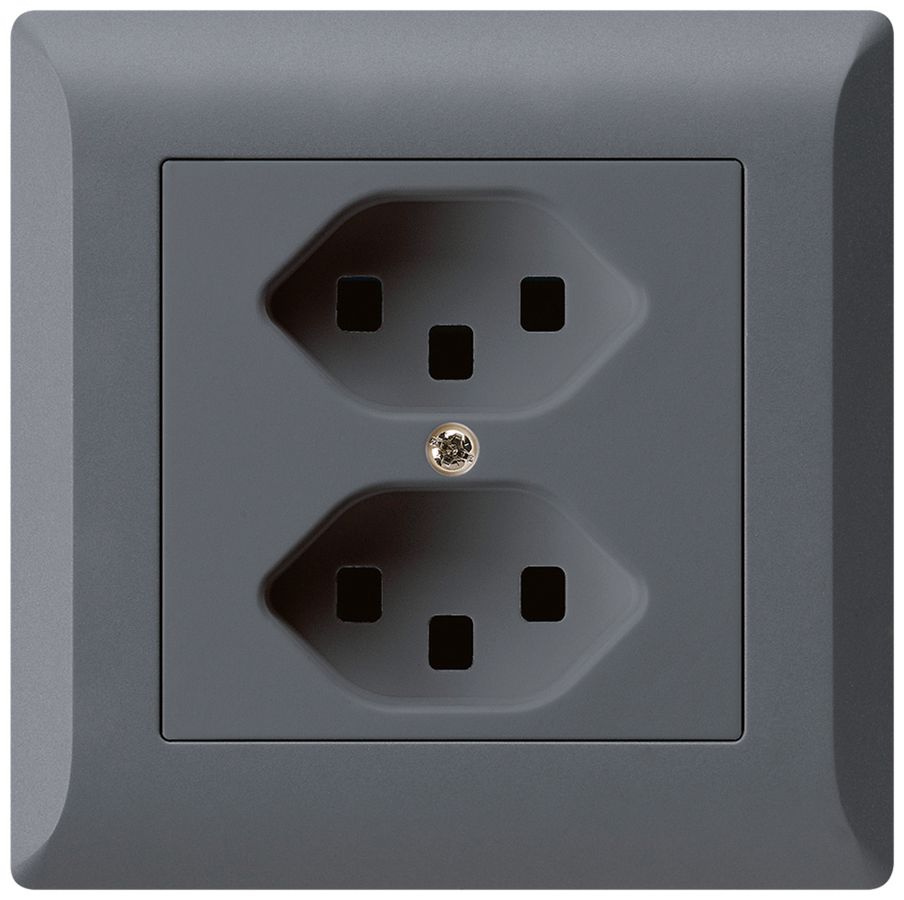 UP-Steckdose kallysto.line 2×T23 anthrazit mit Steckklemmen