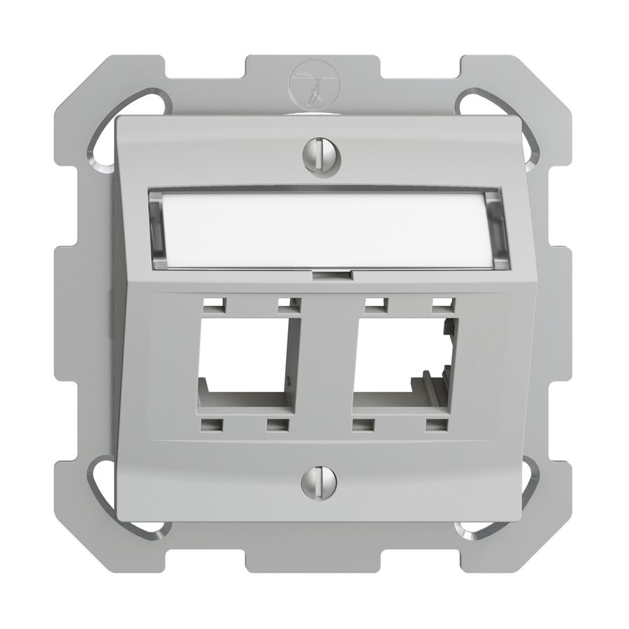 UP-Montageset EDIZIOdue, mit Schrägauslasshaube, für 2×RJ45, hellgrau
