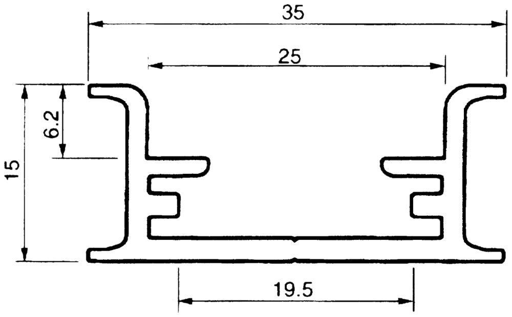 Profilo per apparecchio Al, 35×15 L 6m