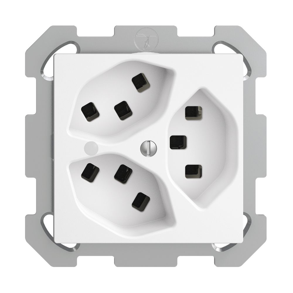 Presa INC 3×T23 16A bianco con LED verde EDIZIOdue