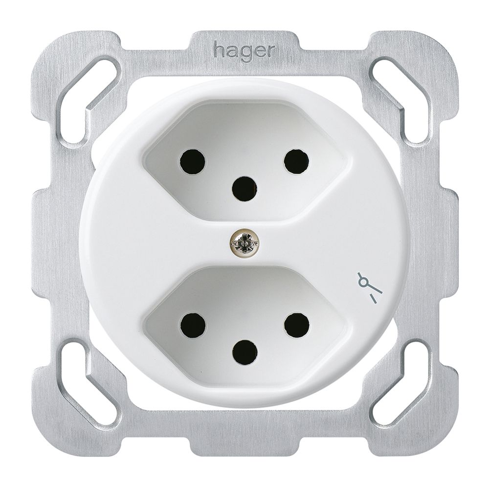 Insert pour prise ENC basico 2×type 13S avec plaque de fixation blanc