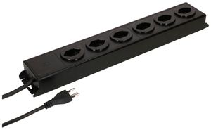 Steckdosenleiste MH POWER LINE 10A 6×T13 5m schwarz-schwarz