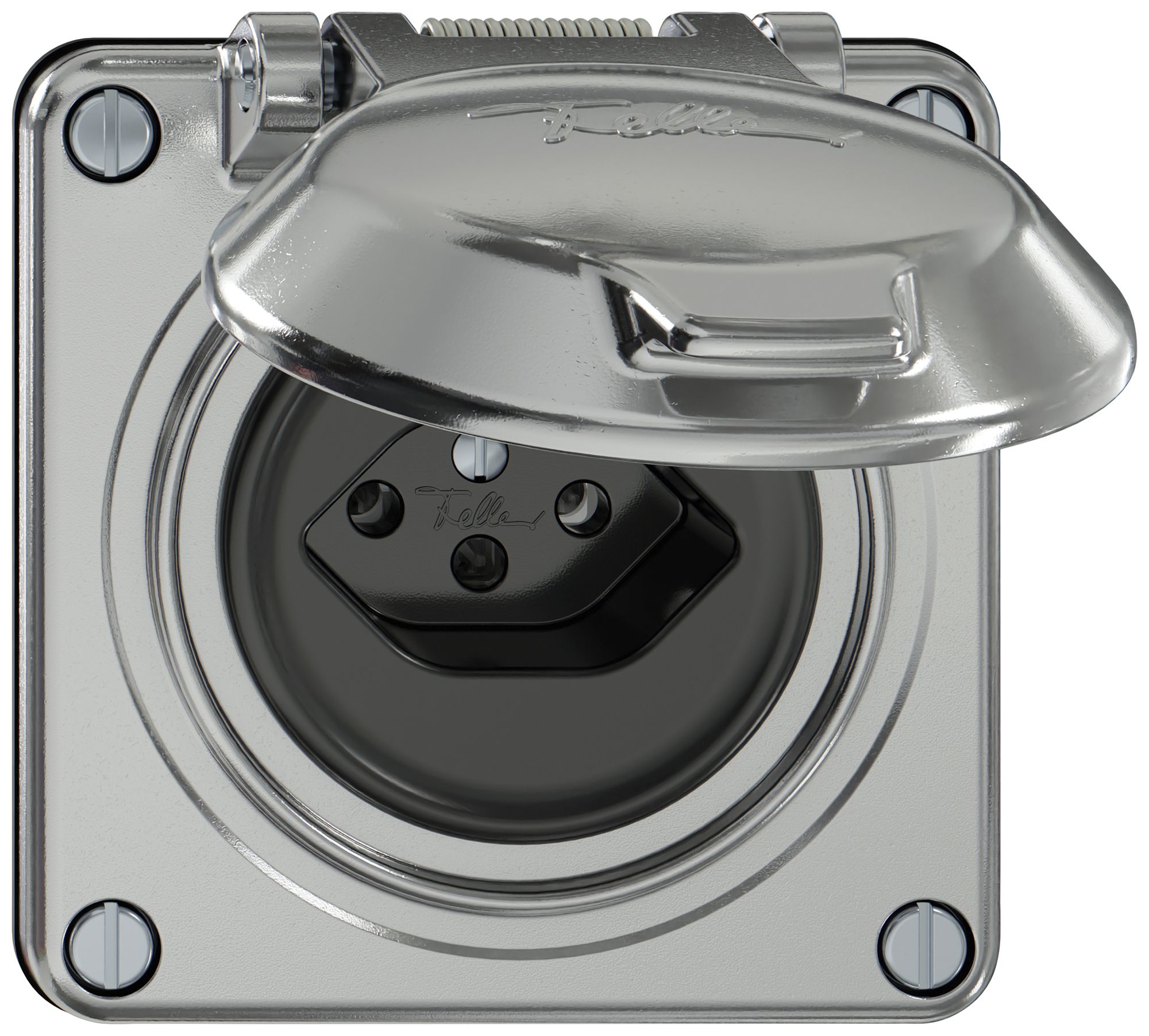 Prise ELEMENT SNAPFIX® 1×type 13 10A 250V avec clapet IP20 alu