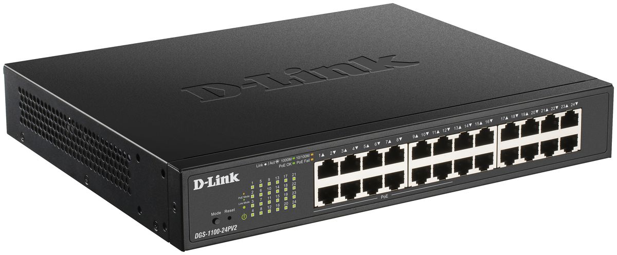 Switch D-Link DGS-1100-24PV2/E, 24-port smart managed Layer2 Gigabit PoE