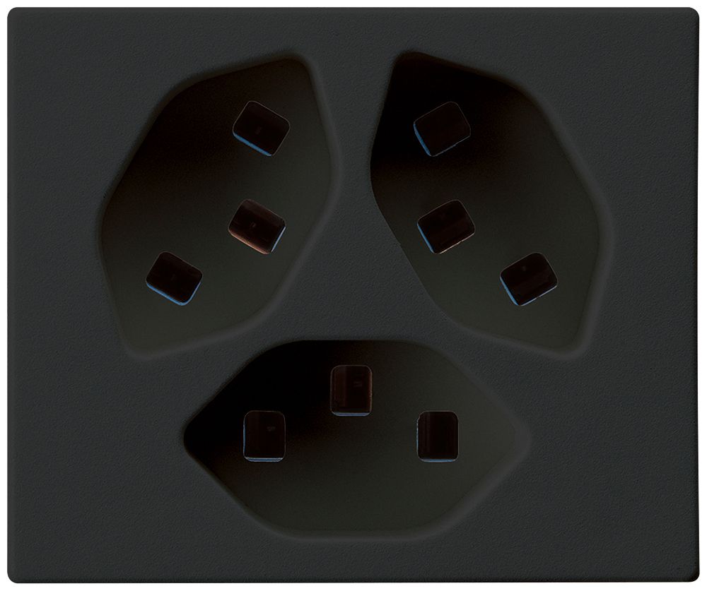 FLF-Steckdose Hager 3×Typ 23 D schwarz