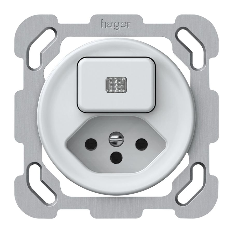 UP-Kombination origin 1×Taste beleuchtet 1CO+T13 1P 0<1 10A 230V 77×77mm weiss