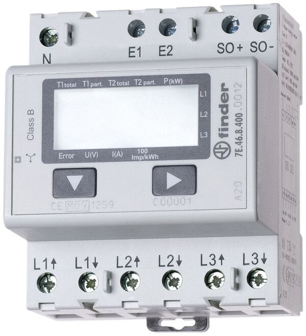 Compteur d'énergie AMD Finder 3×65A direct homologué MID, M-Bus