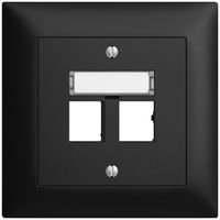 Kit montaggio ENC EDIZIOdue uscita dritta, per 2×RJ45 freenet, nero