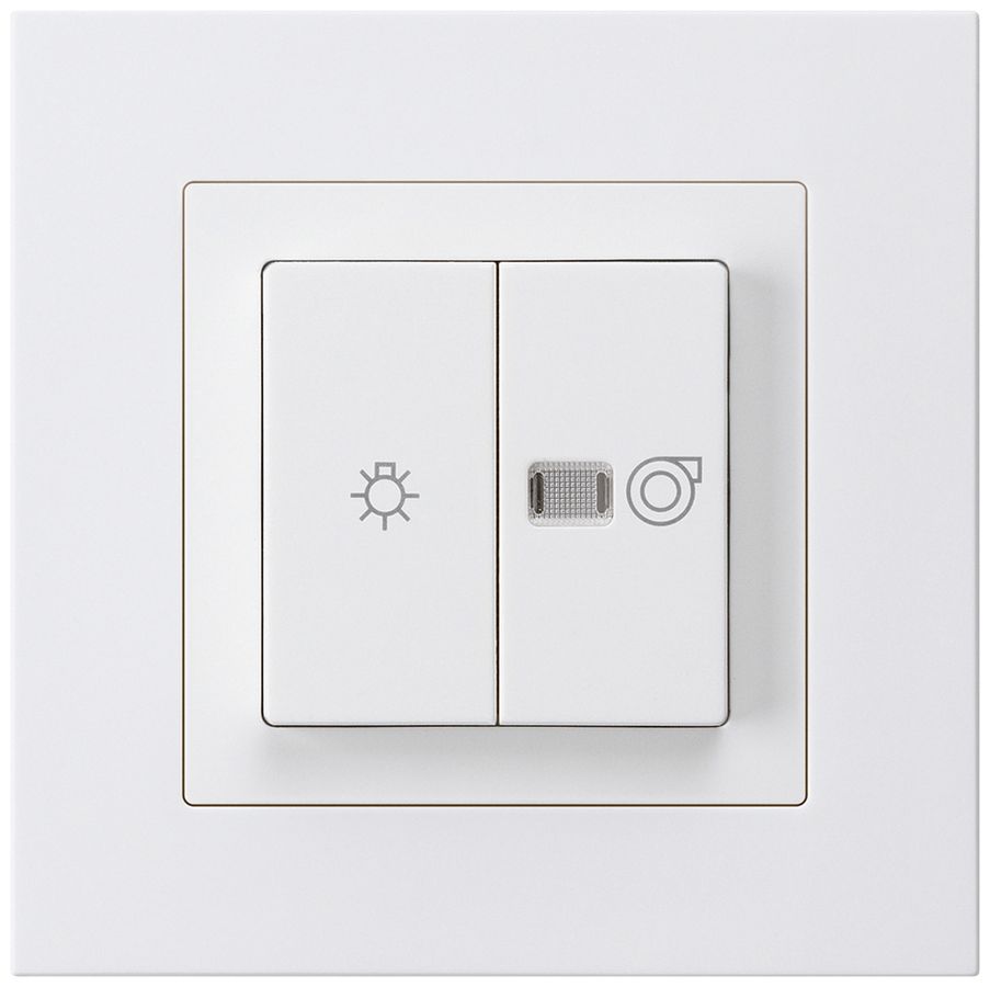UP-Leuchtdruckschalter kallysto.pro weiss 1/1L Symbolen Licht+Ventilation