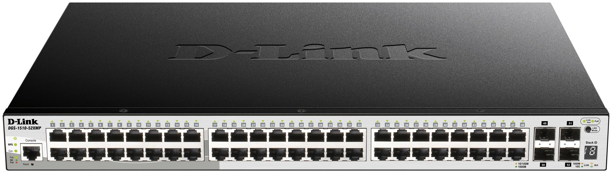 Switch D-Link DGS-1510-52XMP/E, 52-port smart managed Layer2/3 Gigabit PoE+