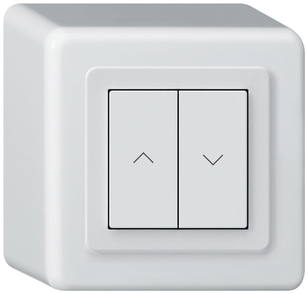 Poussoir pour stores KNX AP Hager BA basico Q double 88×88mm blanc