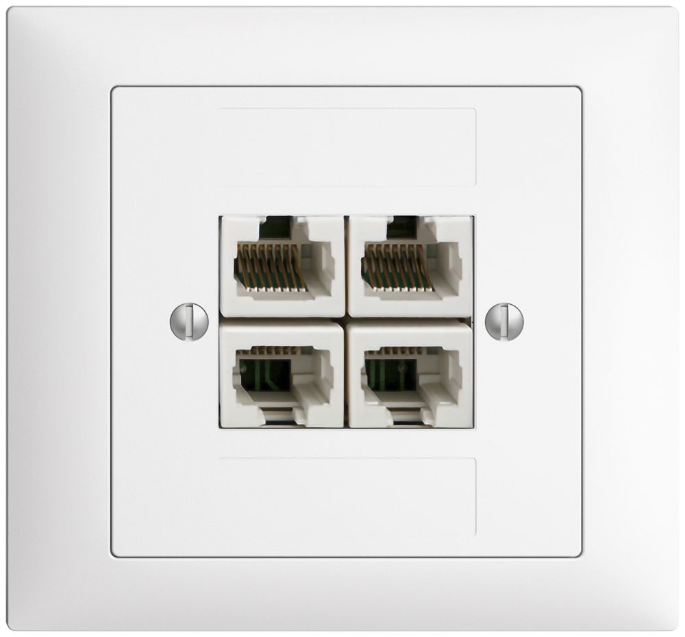 Prise INC 4×RJ45/u 4P sép.EDIZIOdue blanc ITplus