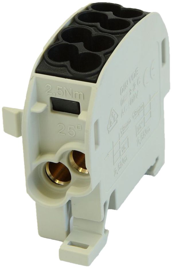 Verteilerblock Typ C 2×25/2×16mm² 100A Alu-CU schwarz