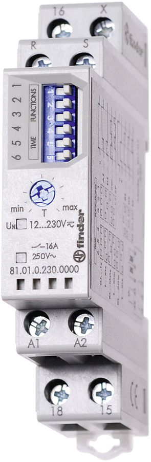 REG-Zeitrelais Finder 81.01, 1W 16A 12…230VAC/DC Multifunktion