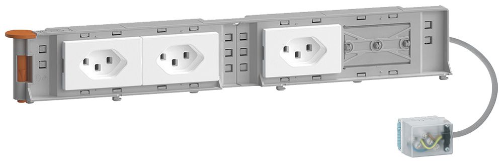 Support d'appareils Hager BKG 3×type 23 16A 250V 60×342mm Ecobus blanc