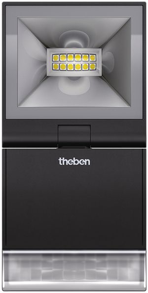 Projecteur LED theLeda S10, 10W 840lm 4000K, avec détecteur de mouvement, noir