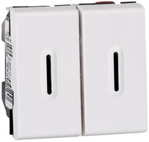 Interrupteur à bascule lum. INC MOS 1/3+3/1L 10A blanc 2mod.