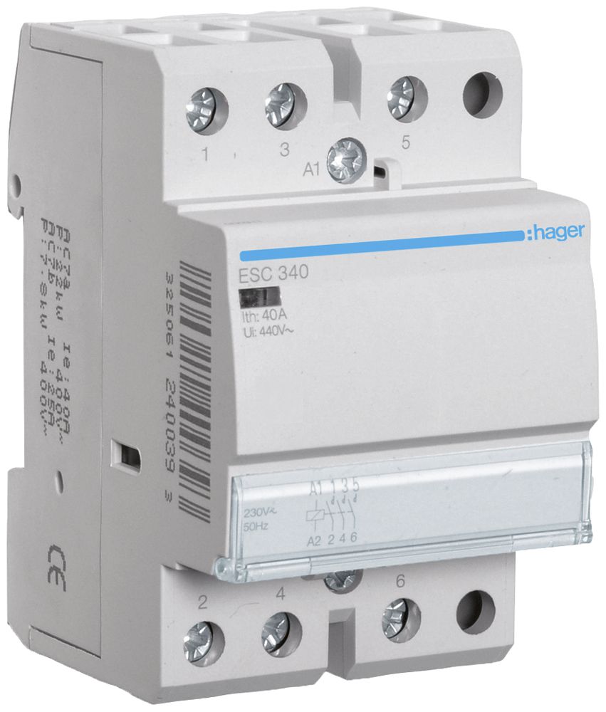 REG-Schütz Hager 230VAC 3 Schliesser 0 Öffner 40A 3TE
