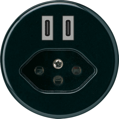 USB-Ladesteckdose Hager basico C-C 20W+T13 5V schwarz