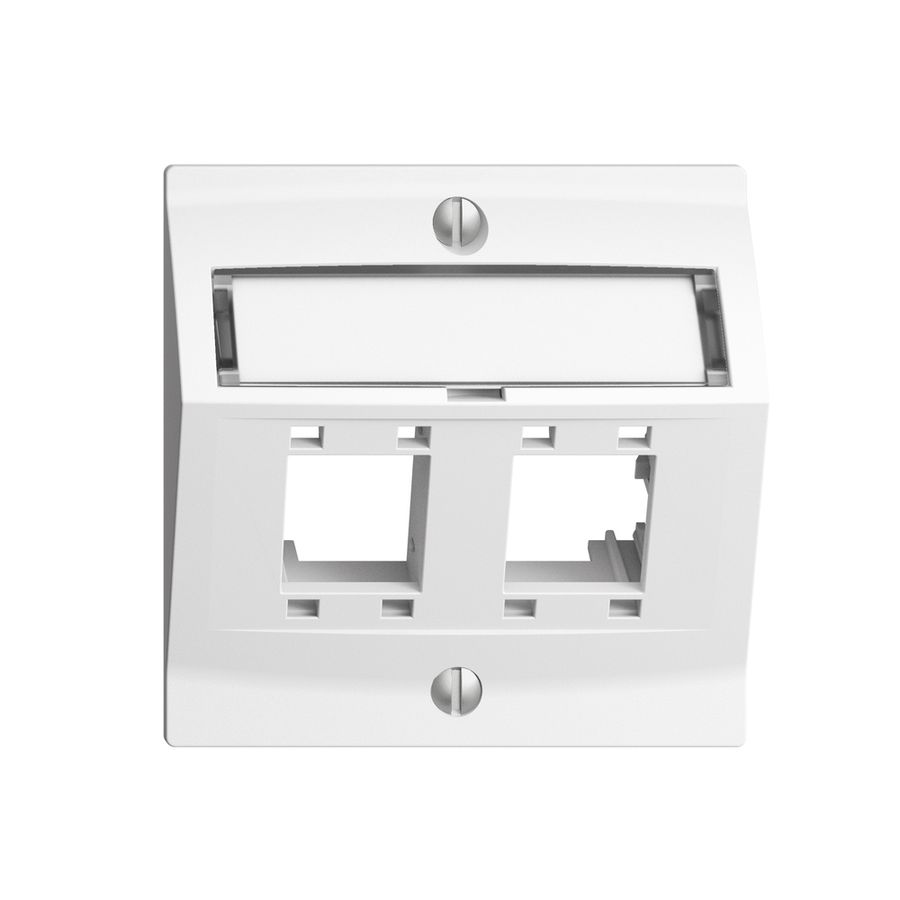 Kit de montage EDIZIOdue, avec capot de sortie oblique, pour 2×RJ45, blanc