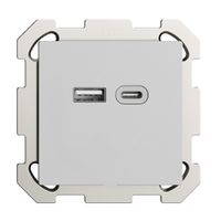 Prise ENC USB 18W type A + type C Feller EDIZIOdue FM 230V 3600mA gris clair