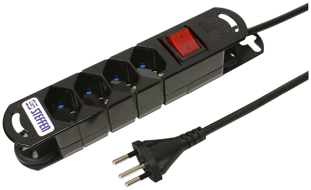 Steckdosenleiste STEBA VARIABL 4×T13 mit Schalter 3m schwarz