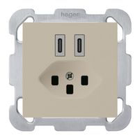 Presa di carica USB INC Hager kallysto C-C 20W+T23 5V 77×77mm beige