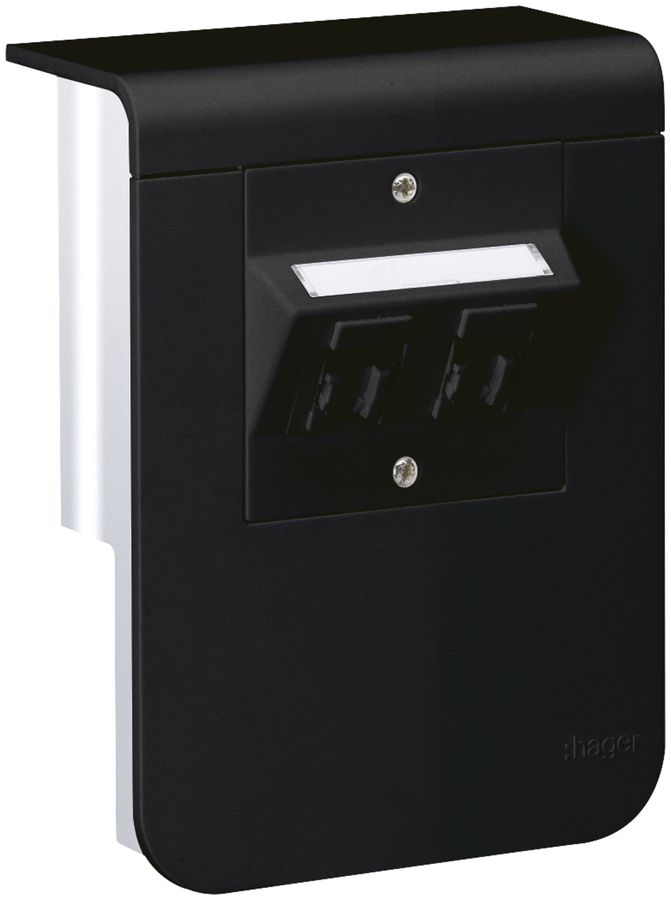 Geräteträger Hager für SL20055 schwarz 2×Kat.5e