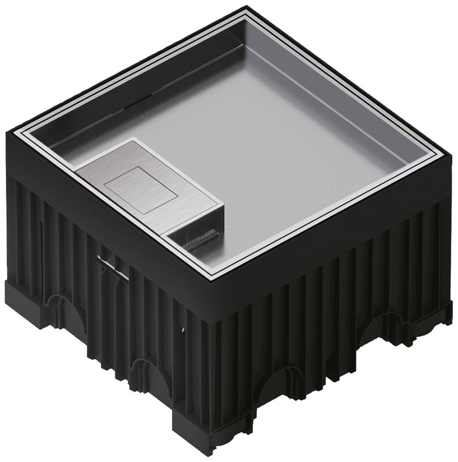 Bodendose Hager Q02 LE 3kN 140×144×15mm rostfreier Stahl 3×FLF