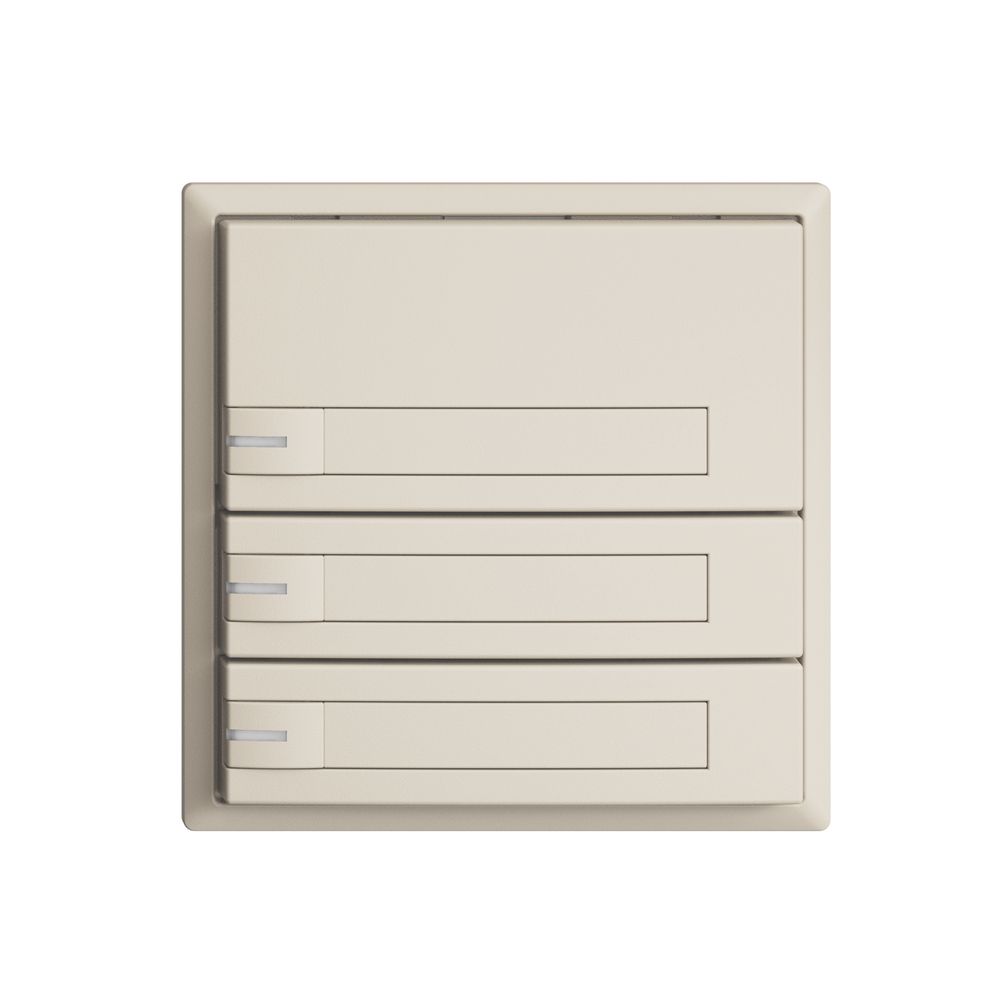 KNX-Taster RGB EDUE, 250mW, m.RGB-LED, m.Papiereinlage, 3×Taste 1×Tastenb. crema