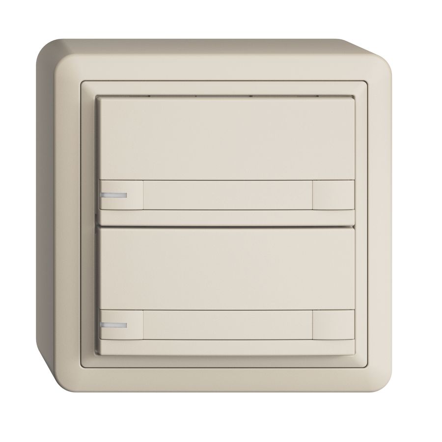 AP-KNX-Taster RGB EDUE, 250mW, m.RGB-LED, m.Papier., 2×Taste, 2×Tastenb., crema