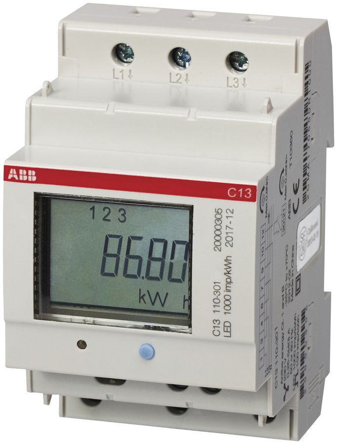 Compteur d'énergie AMD ABB C13 110-101 MID, 3×40A direct, acier, MID/CEI