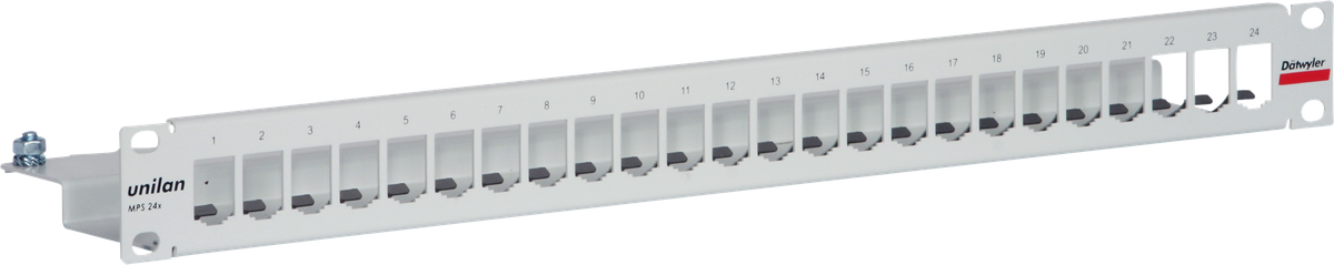 Patchpanel 19" 1HE für 24×MPS leer hellgrau RAL7035