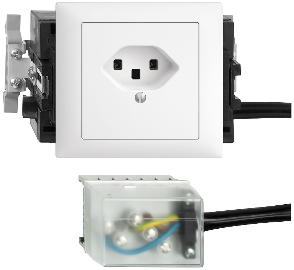 Prise INC EDIZIOdue T23 L3 blanc 53mm Snap pour câble pl.powerbus