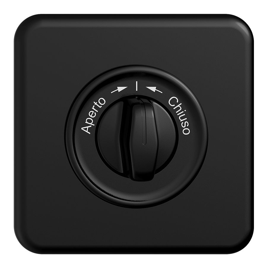 Frontset STANDARDdue Aperto->I<-Chiuso schwarz 90×90mm für Schwenktaster