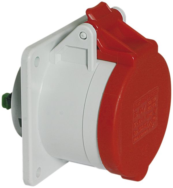EB-Steckdose CEE Bals 5P 16A 400V 6h rot IP44 vernickelt QC ger.