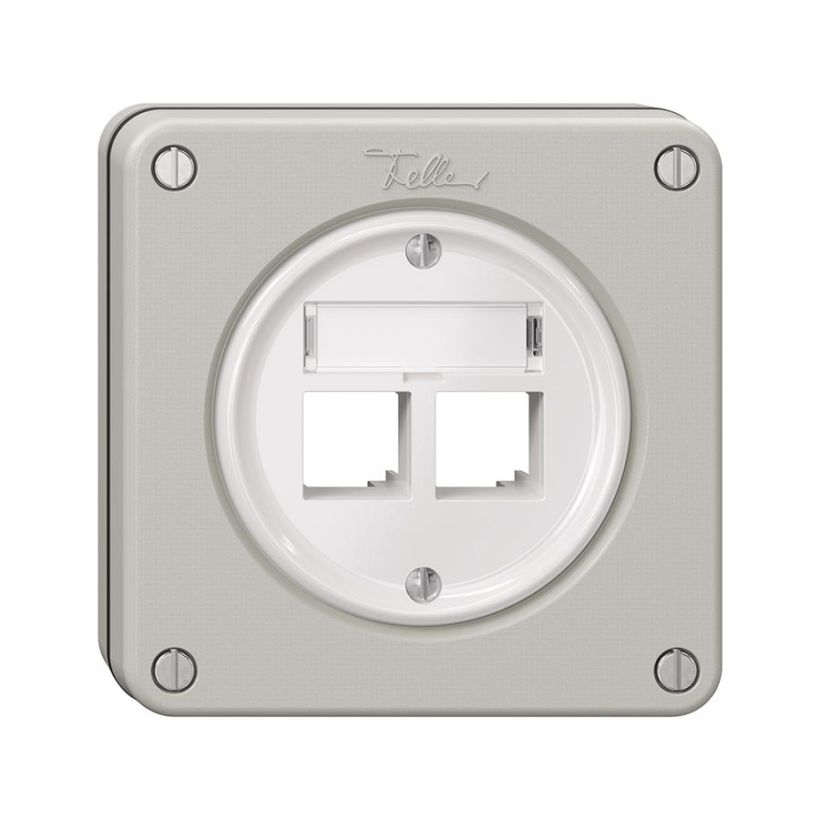 Kit di montaggio NUPU Feller S-One EASYNET, per 2×RJ45, profondità 28 mm, grc