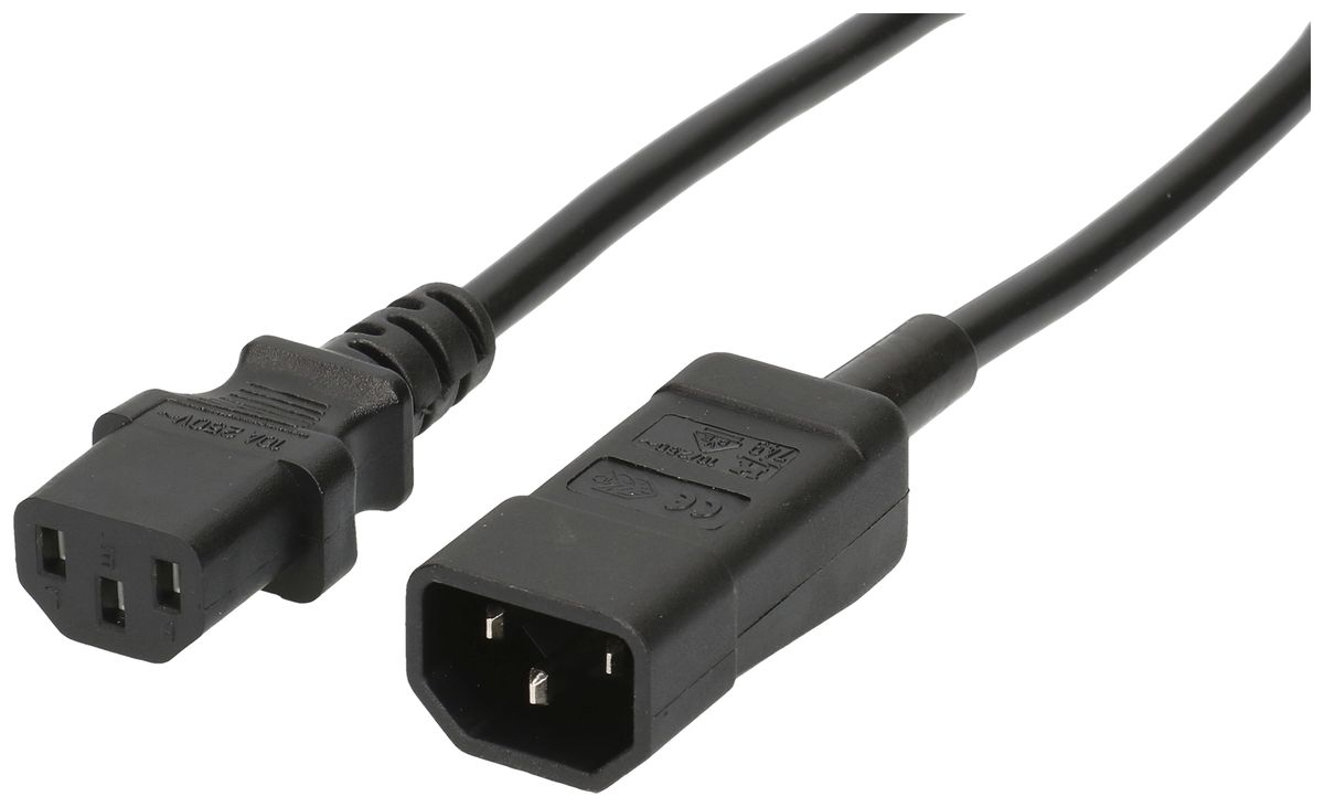 Câble d'appareils MH PVC 10A 230V 3×1mm² C14/C13 3m noir