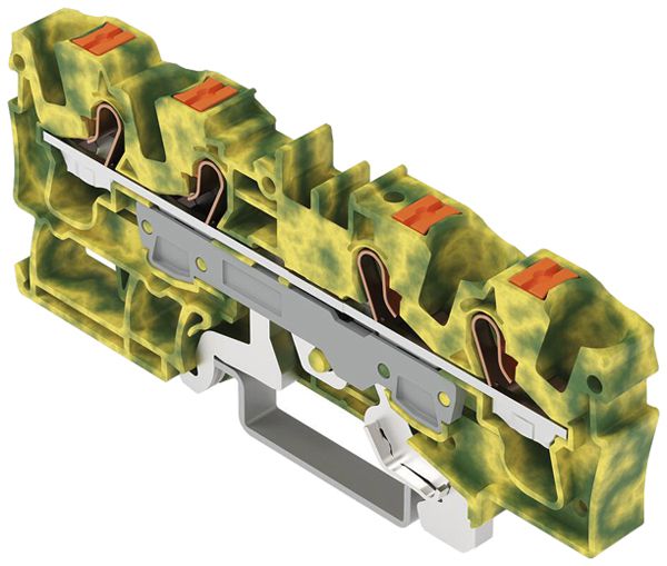 Borne de terre joignable WAGO TOPJOB S 6mm² Push-in 4×1 DIN35 vt/jn