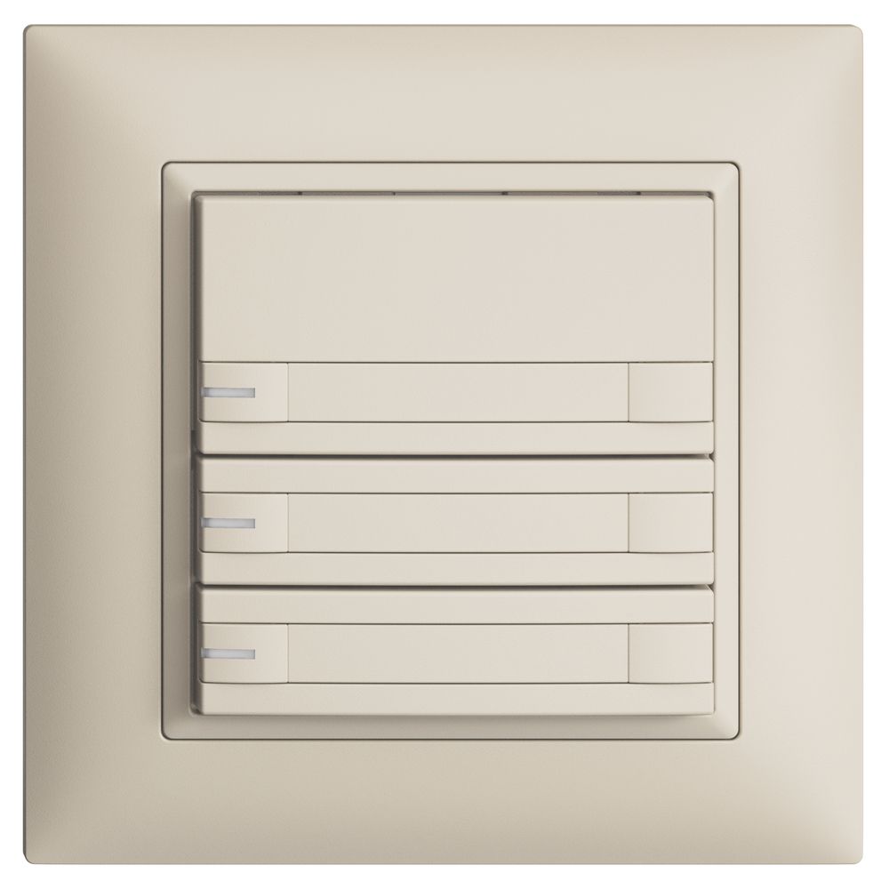 UP-KNX-Taster RGB EDUE FMI, 250mW, m.RGB-LED, m.Papier., 3×Taste 2×Tastenb.crema