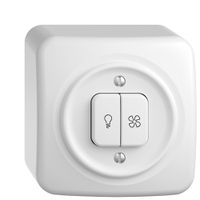 AP-Schalter für Licht+Ventilat. STANDARDdue weiss, KS, LED gelb