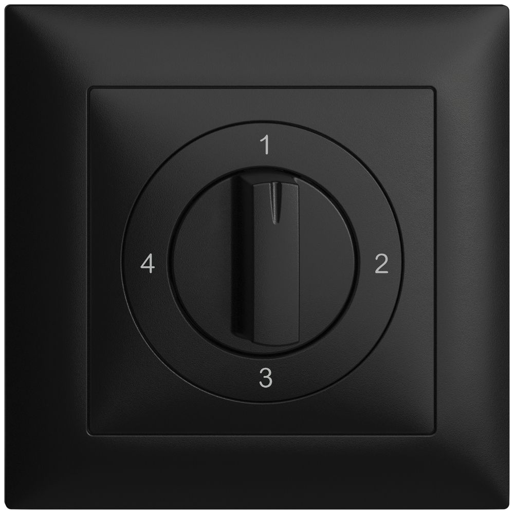 Frontset EDIZIOdue 1-2-3-4 schwarz 88×88mm für Drehschalter